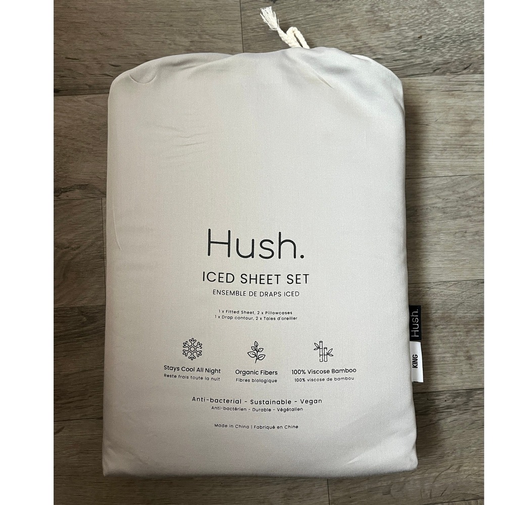 Hush Iced Sheet Set King 100% Viscose Bamboo Organic Cooling Gray 3 Piece Set